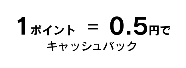 1ポイント=0.5円でキャッシュバック