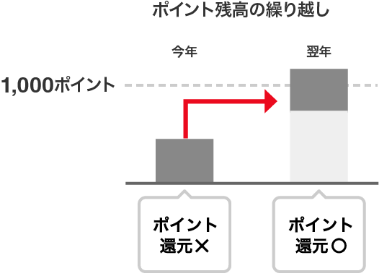 ポイント残高の繰り越し 1,000ポイント